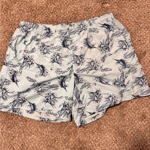 Columbia Men's Blue and White Patterned Shorts